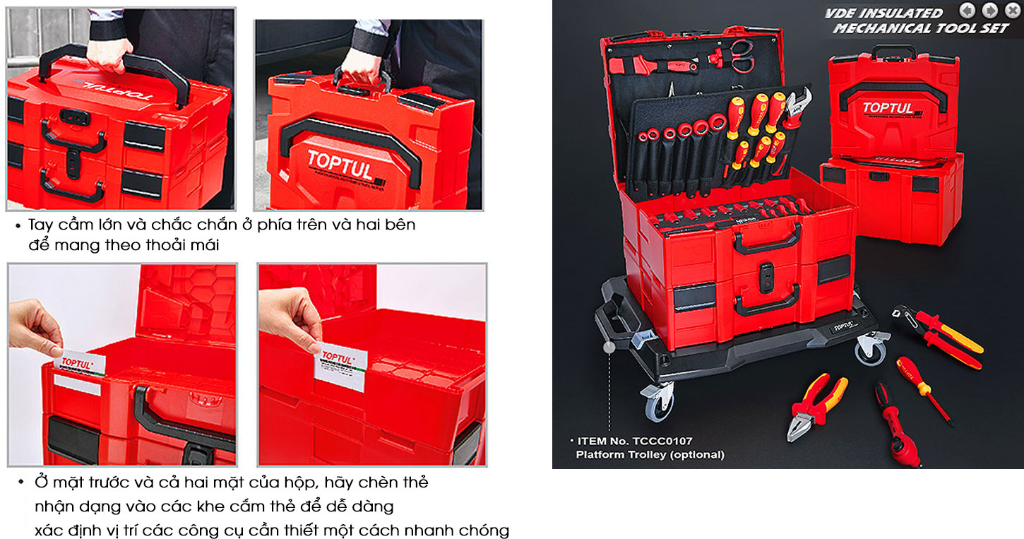Bộ dụng cụ cơ khí cách điện xách tay TOPTUL 42PCS GCZ-042A Bộ dụng cụ cơ khí cách điện xách tay TOPTUL 42PCS GCZ-042A