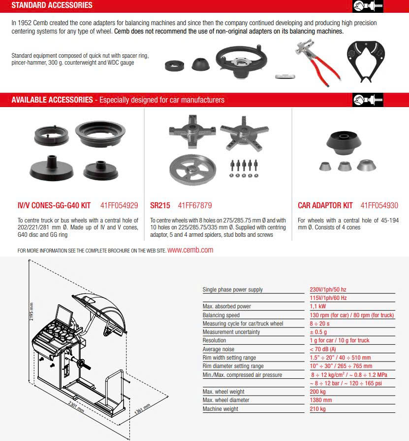 Máy cân bằng lốp tự động dành cho bánh xe tải CEMB C350