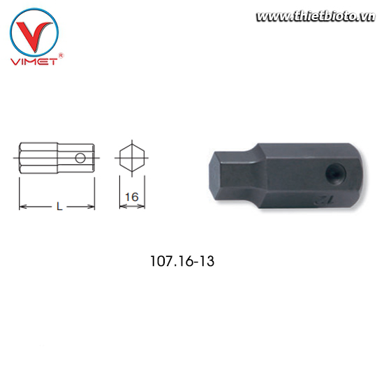Đầu khẩu lục giác 13mm Koken 107.16-13