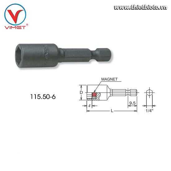 Đầu khẩu lục giác 6mm Koken 115.50-6