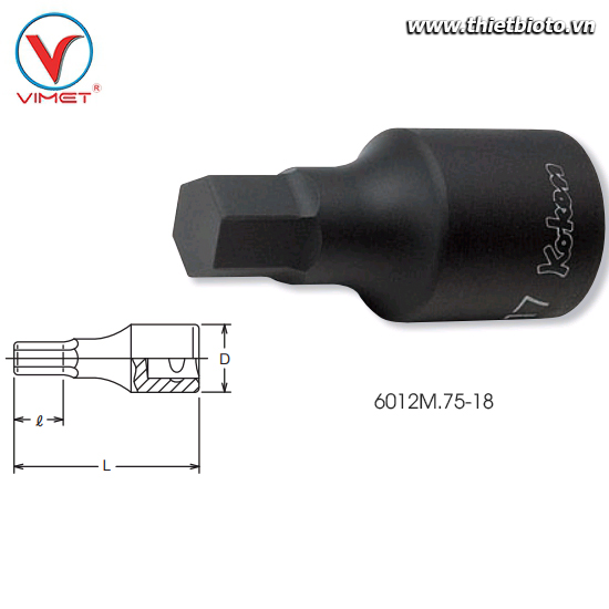Đầu tuýp mũi vít 18mm Koken 6012M.75-18