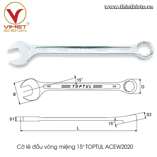 Cờ lê đầu vòng miệng TOPTUL ACEW2020
