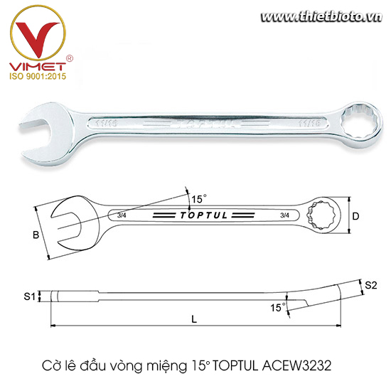 Cờ lê đầu vòng miệng TOPTUL ACEW3232 