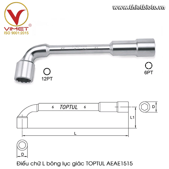 Điếu chữ L bông lục giác TOPTUL AEAE1515
