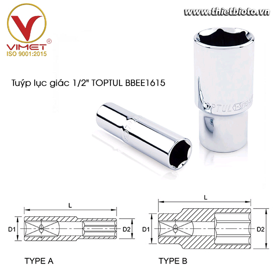 Tuýp lục giác dài 1/2