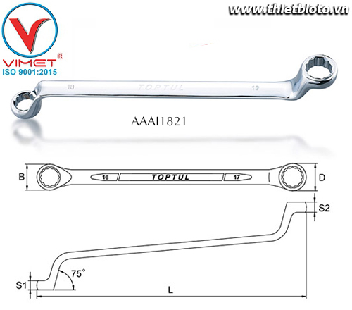 Cờ lê 2 đầu vòng Toptul AAAI1821