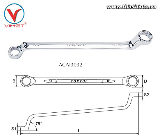 Cờ lê 2 đầu vòng Toptul ACAI3032